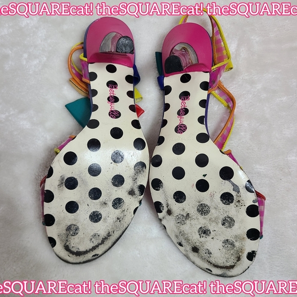 Betseyville π Rainbow jem flowers clear gingham straps lucite high heels y2k π - Picture 5 of 14